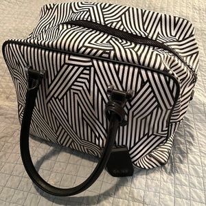 DKNY White & Black Logo Bowling Bag Satchel